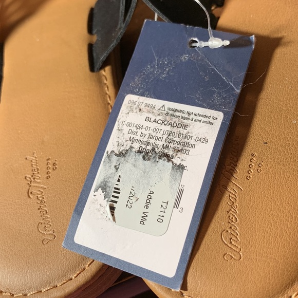 NWT Universal Thread black faux leather Addie slide sandals size 11W (wide) - Picture 6 of 9